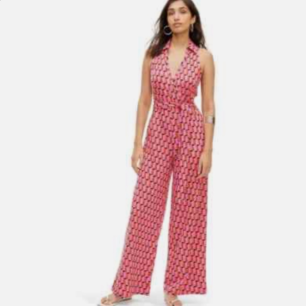 Diane Von Furstenberg x Target Pink Geometric Halter Jumpsuit